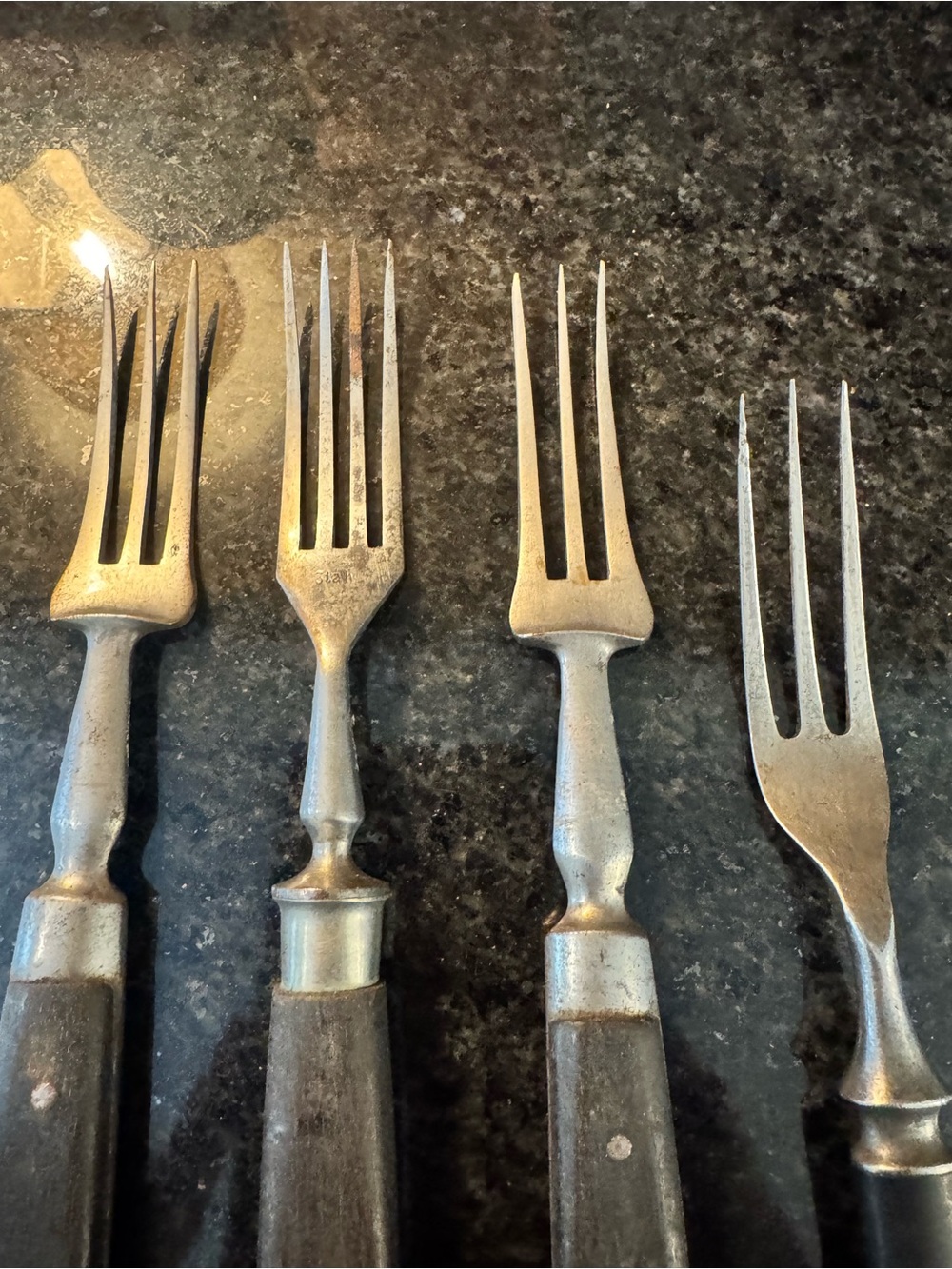 Antique Civil War Era -2 small three prong forks. 2 larger four prong forks.